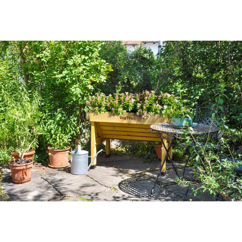 Natural Cedar Wood Raised Bed Planter with Drainage Hole