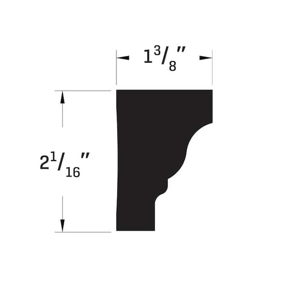 Royal Mouldings 7158 1-13/32 in. x 2 in. PVC Rams Crown White Moulding