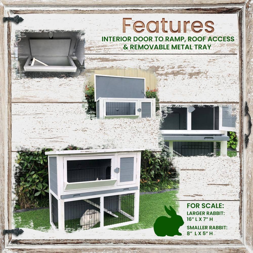 Gray and White Wooden 2-Story Chicken Coop with Ramp