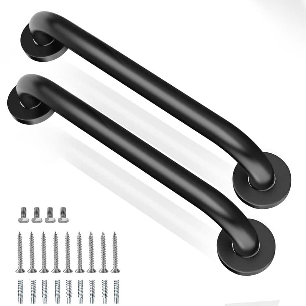 16 in. x 1.25 in. Diameter Concealed Screw Shower Grab Bar 2 Pack in Matte Black for Bathroom Safety Support price history on PriceWatchPro