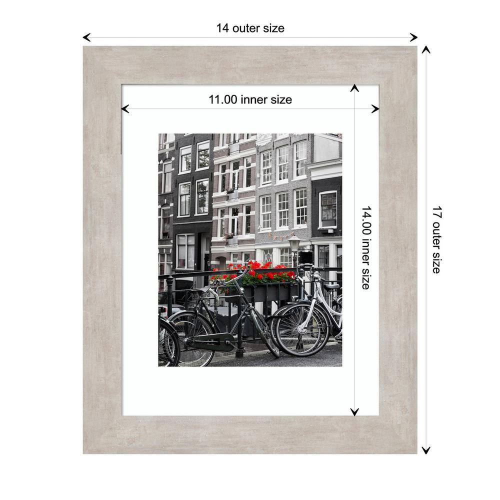 Classic 11x14 Marred Silver Wood Wall Picture Frame