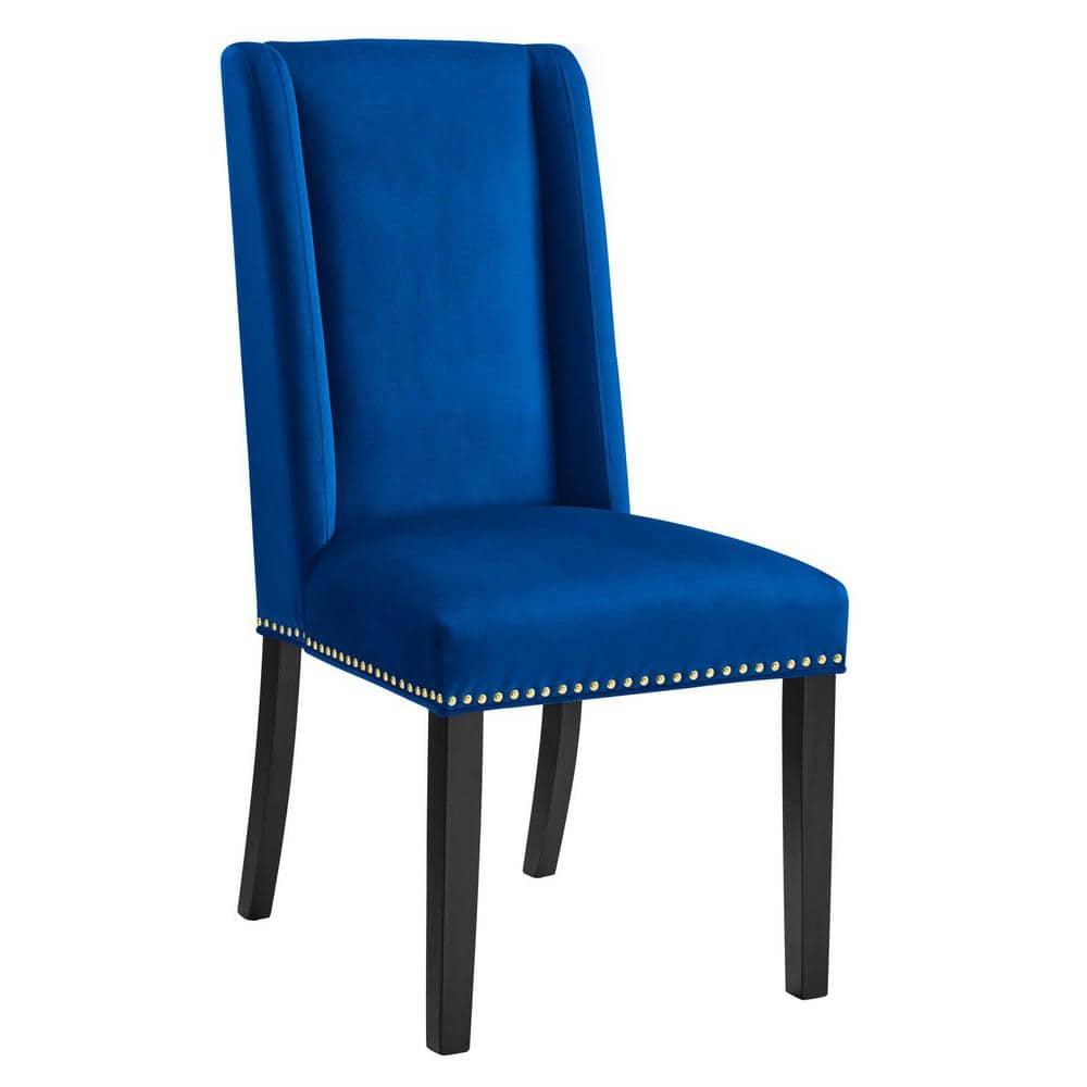 Elegant Navy Velvet Upholstered Side Chair with Wood Frame