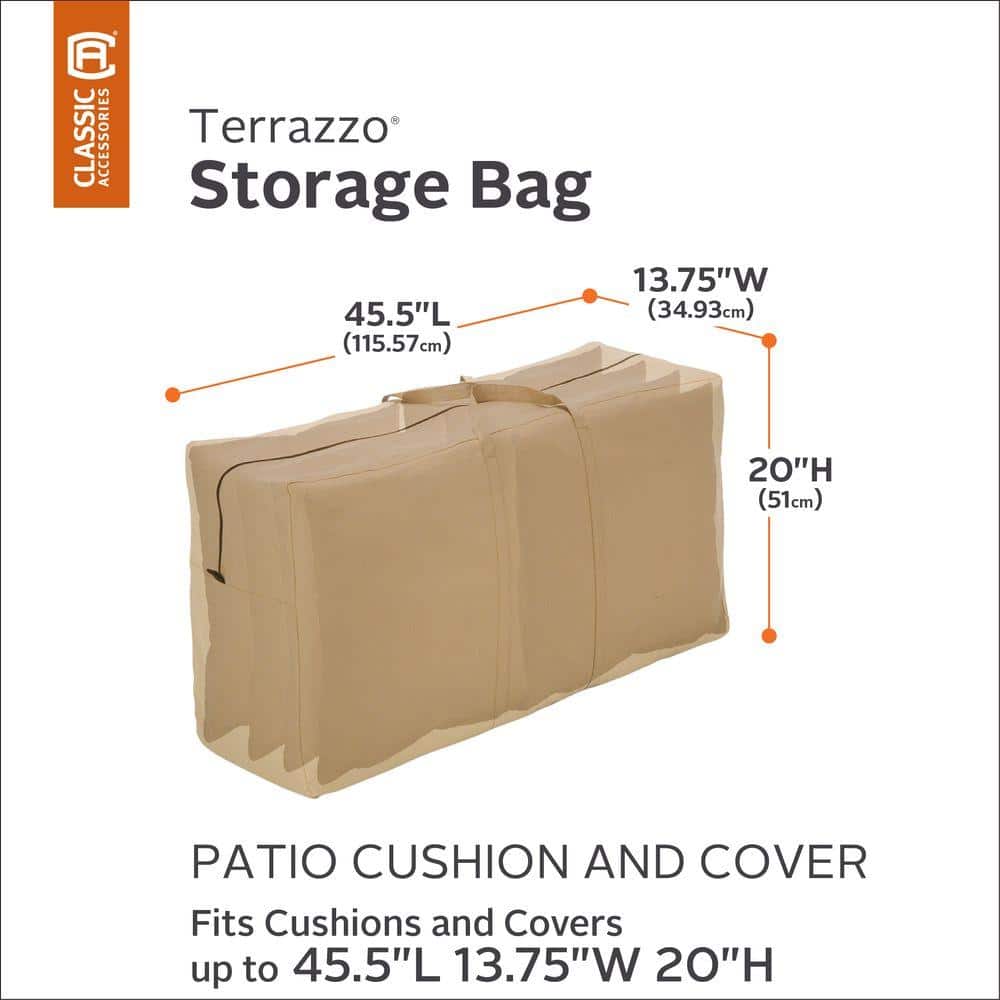 Beige Water-Resistant Patio Cushion Storage Bag