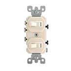 15 Amp 3-Way Combination Double Switch, Light Almond