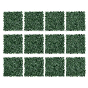 20 in. x 20 in. Artificial Green Boxwood Hedge Grass Wall Panels 12-Pcs