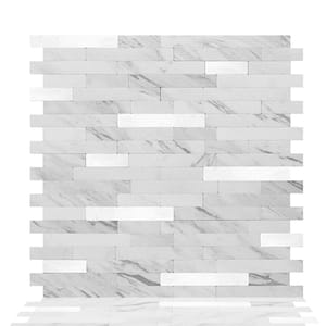 12-Sheets Marble White 11.5 in. x 11.75 in. Peel and Stick Decorative Metallic Wall Tile Backsplash [12 sq.ft./Pack]
