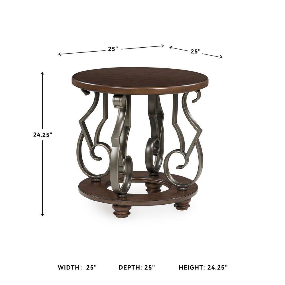 Frallyn 25 in. Brown Round MDF End Table - thumbnail 8
