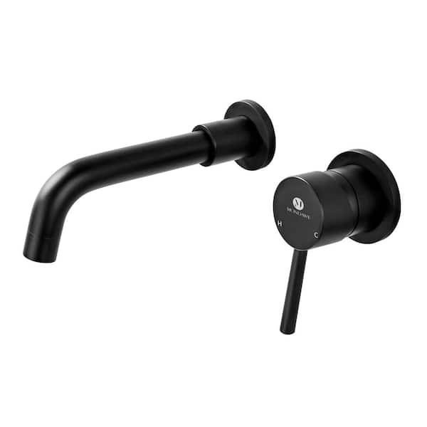 Mondawe Simple Single Handle Wall Mounted Bathroom Faucet Sink Faucet in Matte Black