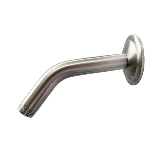 Satico 1/2 NPT x 4.8 in. Round Wall Mount Shower Arm with Sure Grip Flange in Brushed Nickel (1-Pack)
