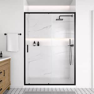 46 to 48 in. W x 74 in. H Single Sliding Framed Shower Door in Matte Black Finish with 1/4 in. (6mm) SGCC Clear Glass