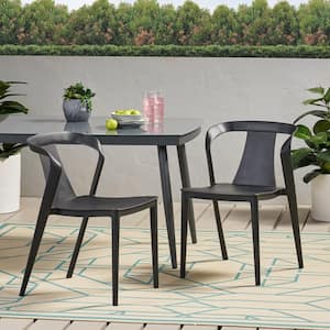 Orchid Black Stackable Faux Rattan Outdoor Dining Chair (2-Pack)