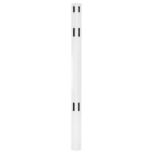 Pro Series 5 in. x 5 in. x 8 ft. White Vinyl Woodbridge Closed Picket Top Routed Corner Fence Post