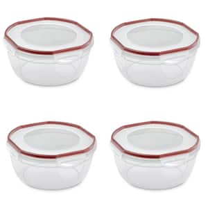 Sterilite 8-Piece Covered Bowl Set 4 Plastic Bowls Ranging in Size w/ 4  Lids, Food Storage, Dishwasher and Microwave Safe, White and Teal Lid,  12-Pack