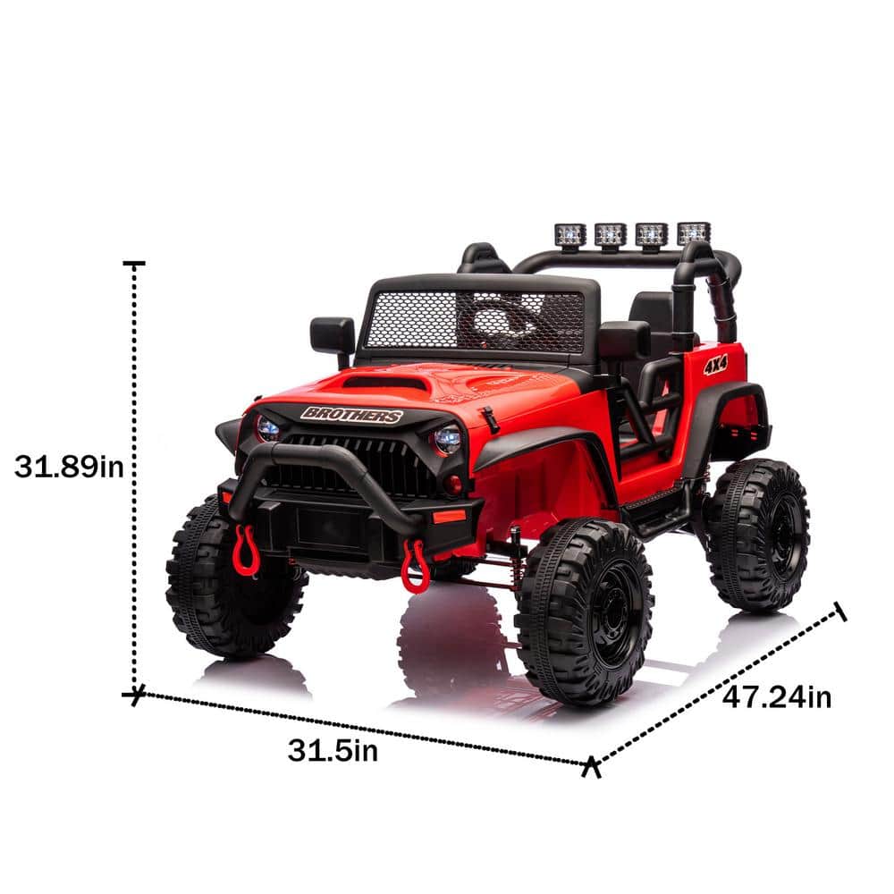Red 24V Electric Ride-On SUV with Remote Control and LED Lights
