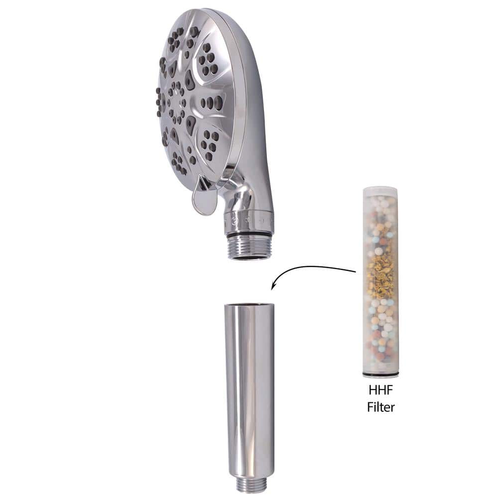 5" Polished Chrome 6-Function Filtered Handheld Shower Head