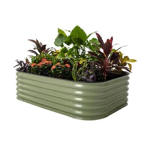 17 in. Tall 6-In-1 Modular Olive Green Metal Raised Garden Bed Kit