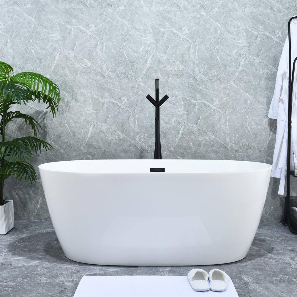 Matte Black Freestanding Floor Mounted Tub Filler with Handshower