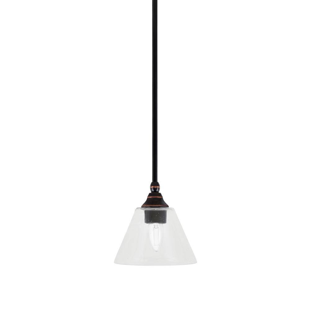 Sparta 100-Watt 1-Light Black Copper Mini Pendant Light with Clear Bubble G