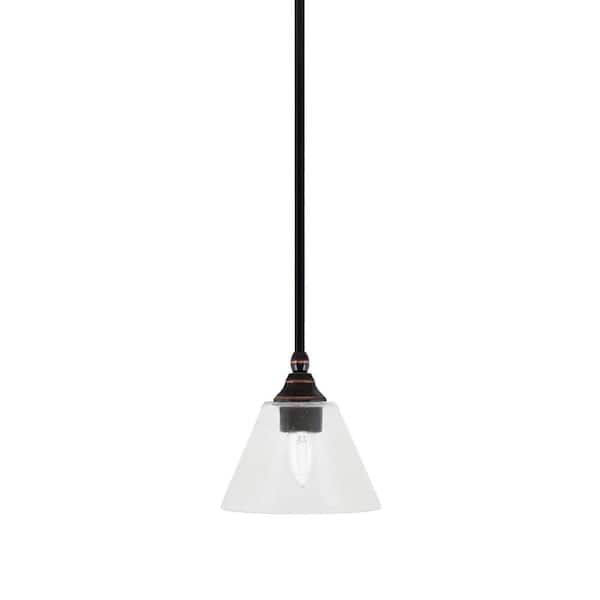 Unbranded Sparta 100-Watt 1-Light Black Copper Mini Pendant Light with Clear Bubble Glass and Light Bulb Not Included