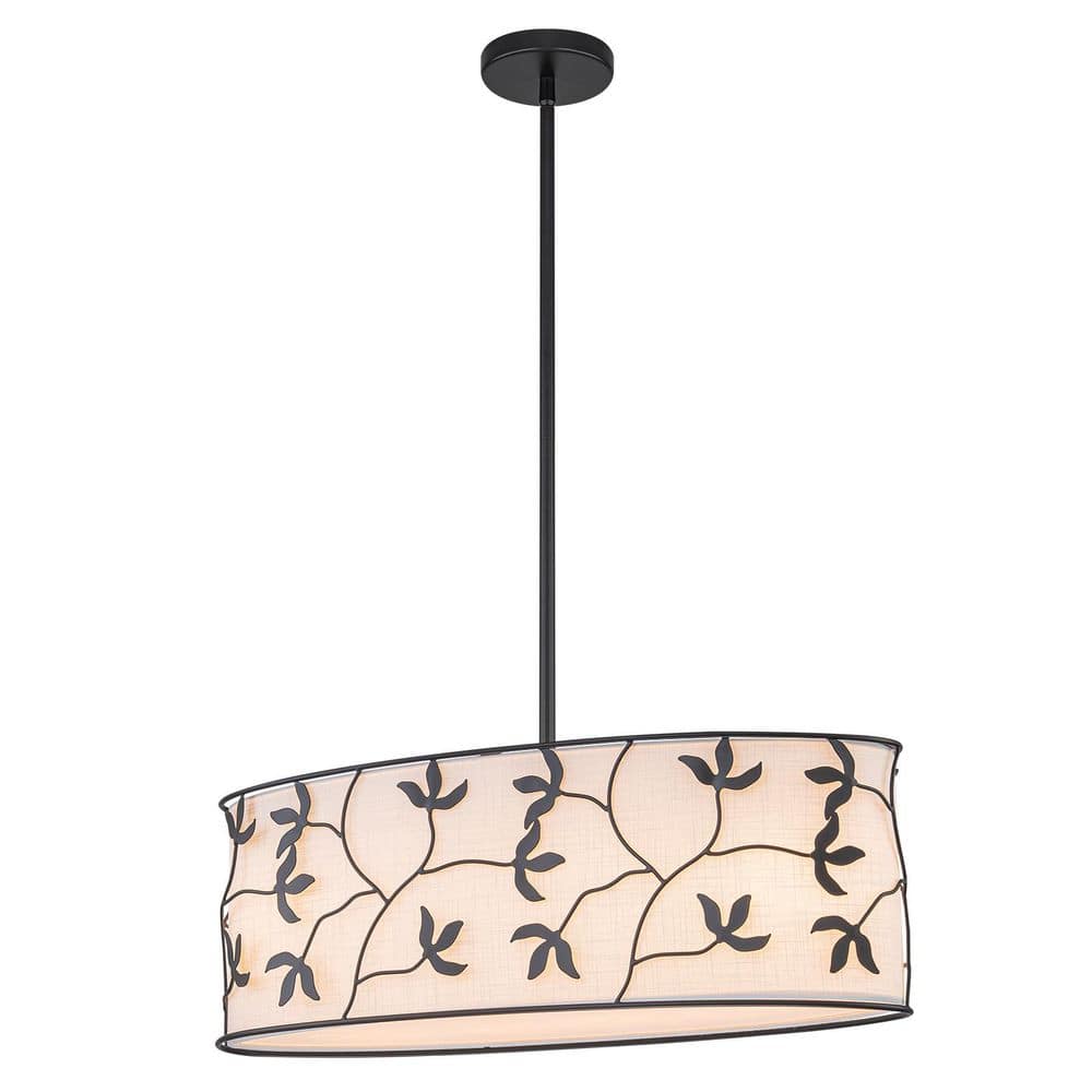 4-Light Matte Black Pendant Light with White Linen Fabric Shade, Hanging Chandelier for Dining Room Kitchen price history on PriceWatchPro