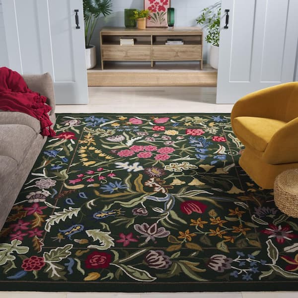 Chelsea 8 ft. x 10 ft. Green/Pink Oversized Floral Area Rug