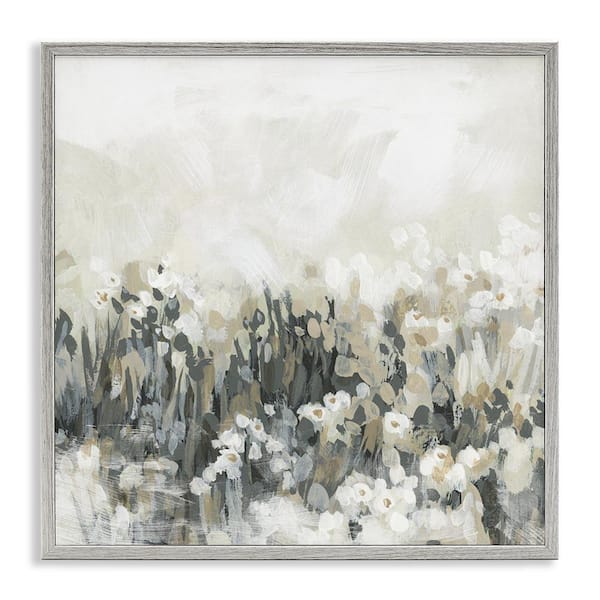 Grey and Beige Landscape by June Erica Vess Gray Framed Abstract Giclee Art Print 17 in. x 17 in.
