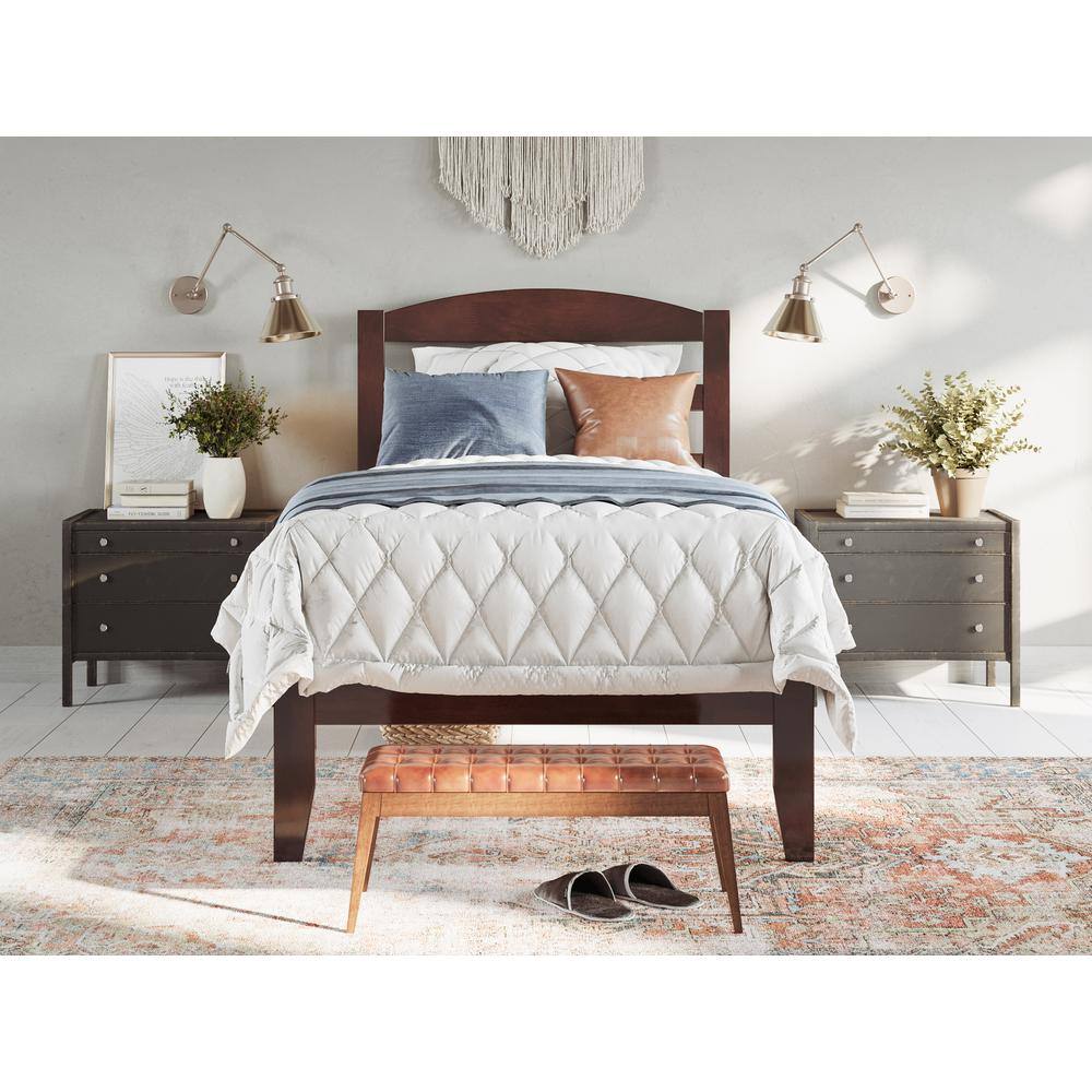 Mission-Style Twin Platform Bed with Walnut Finish