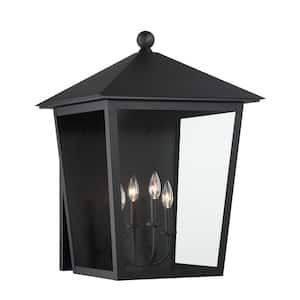 Noble Hill Black Outdoor Hardwired Wall Mount Sconce with No Bulbs Included