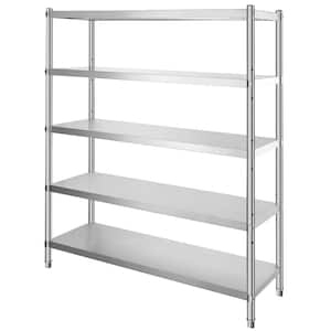 SVOPES 5-Tier Storage Shelf, Sliver Stainless Steel, 17.7 in. Kitchen Prep Table with 1650 lbs. Total Capacity
