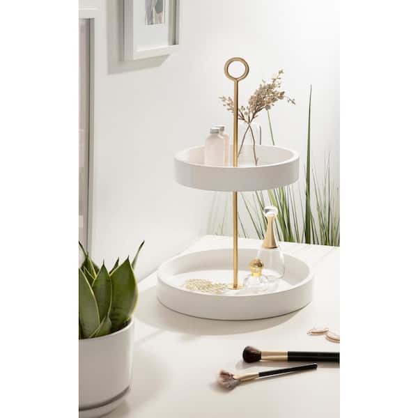 Kate and Laurel Lipton 20.00 in. H x 13.00 in. W White Decorative Tray