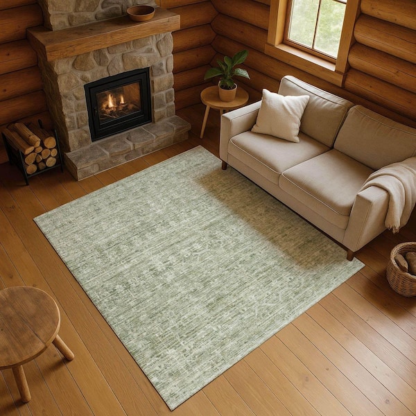 Mayfield Premium Machine Washable Abstract AMF1746 Sage 8 ft. x 10 ft. Area Rug