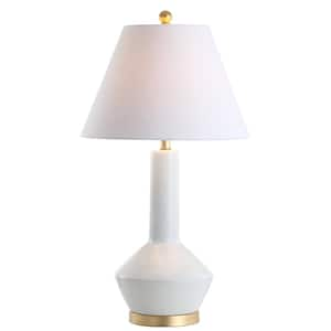 Copenhagen 29 in. White/Brass Ceramic/Metal LED Table Lamp