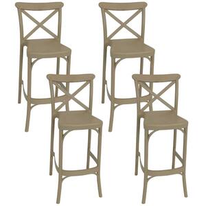 Fleming Coffee Plastic Indoor Outdoor Barstool Chair (4-Stools)