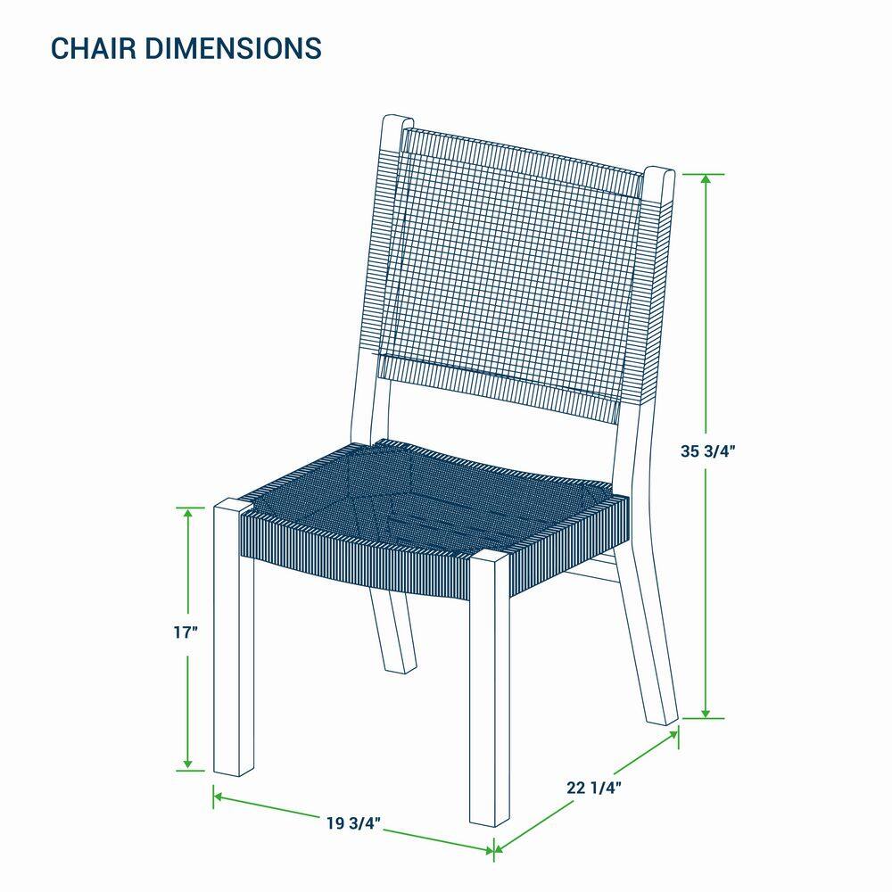Diagram showing the dimensions of the dining chair.