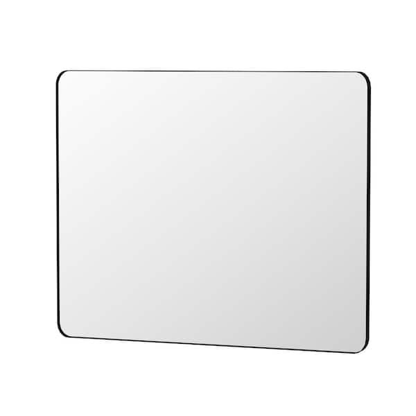 48 in. W x40 in. H Rectangular Rounded Corner Aluminum Framed Wall Mounted Bathroom Vanity Mirror in Black