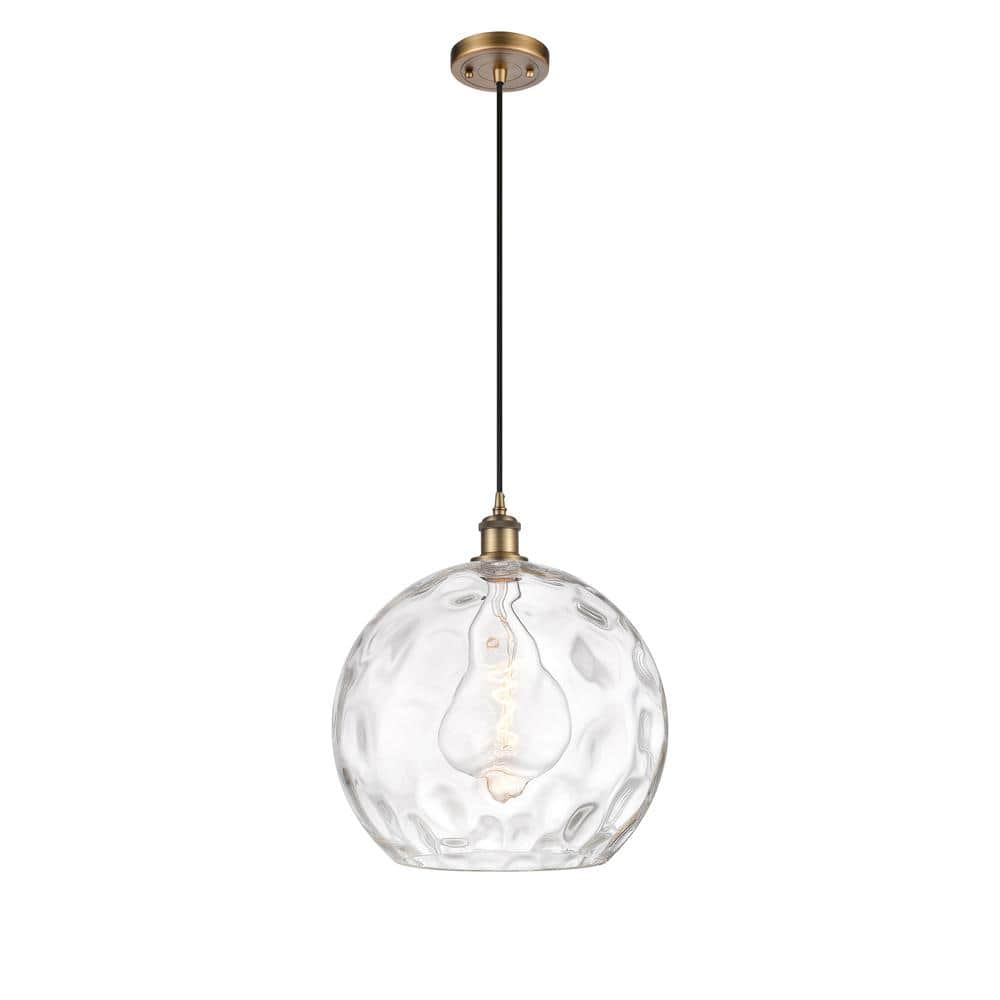 Athens Water Glass 1-Light Brushed Brass Globe Pendant Light with Clear Water Glass Shade price history on PriceWatchPro