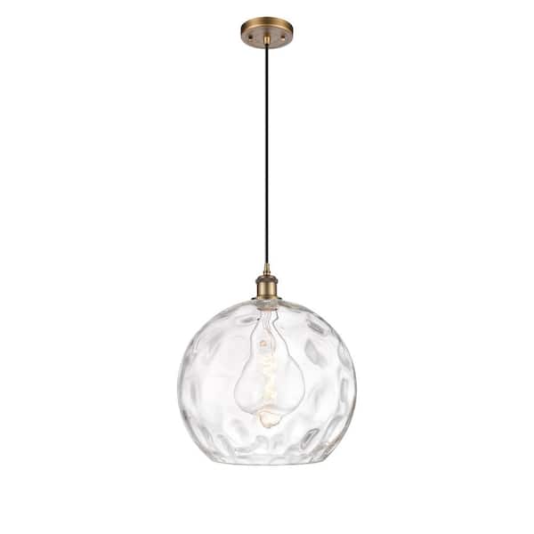 Innovations Athens Water Glass 1-Light Brushed Brass Globe Pendant Light with Clear Water Glass Shade