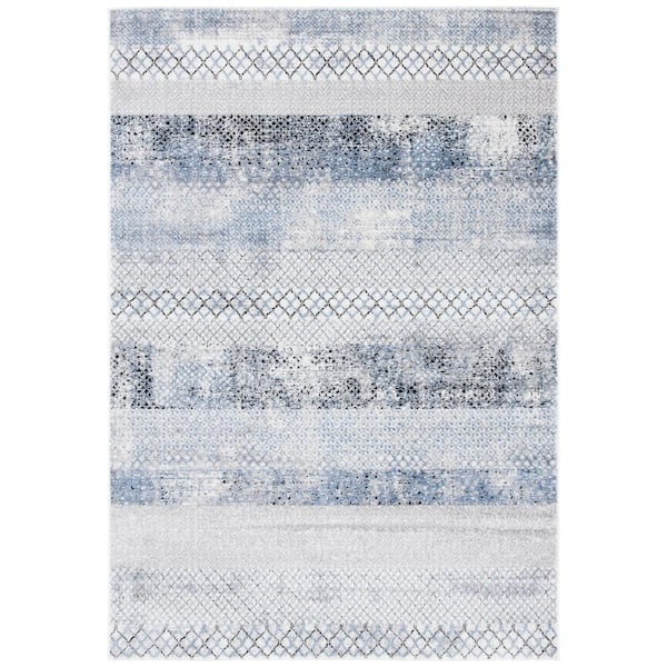 SAFAVIEH Amelia Gray/Light Blue 5 ft. x 8 ft. Geometric Distressed Area Rug