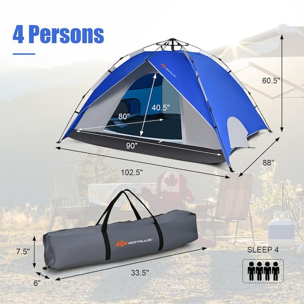 Costway 8.5 ft. x 7.3 ft. Blue 4 Person Instant Pop-up Costway 8.5 ft. x 7.3 ft. Blue 4 Person Instant Pop-up