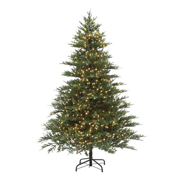 Home Accents Holiday 7.5 ft. Pre-Lit LED 9-Function Quick Set Artificial Christmas Tree with 2000 Warm White/Multi Micro Dot Lights