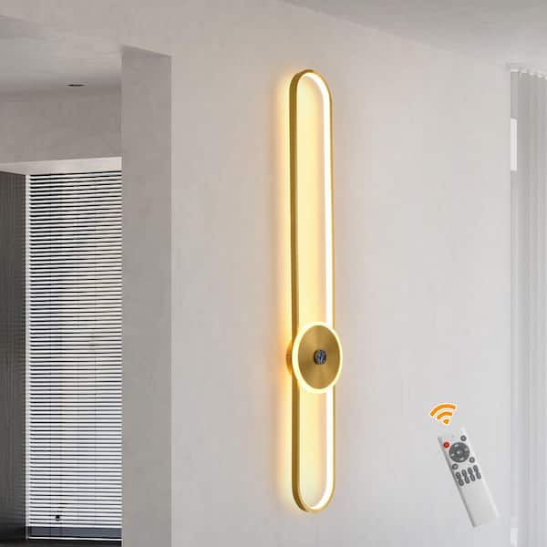 45.27 in. Gold Dimmable LED Wall Sconce with Remote Included for Living Room and Bedroom