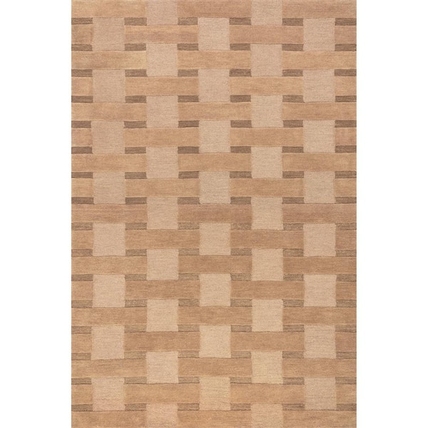 Remy Crosshatch Wool Brown 9 ft. x 12 ft. Indoor/Outdoor Patio Rug