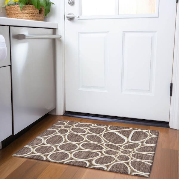 Mayfield Premium Machine Washable Abstract AMF1041 Brown 2 ft. x 3 ft. Area Rug