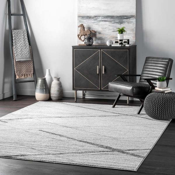 nuLOOM Thigpen Contemporary Stripes Gray 6 ft. Square Rug