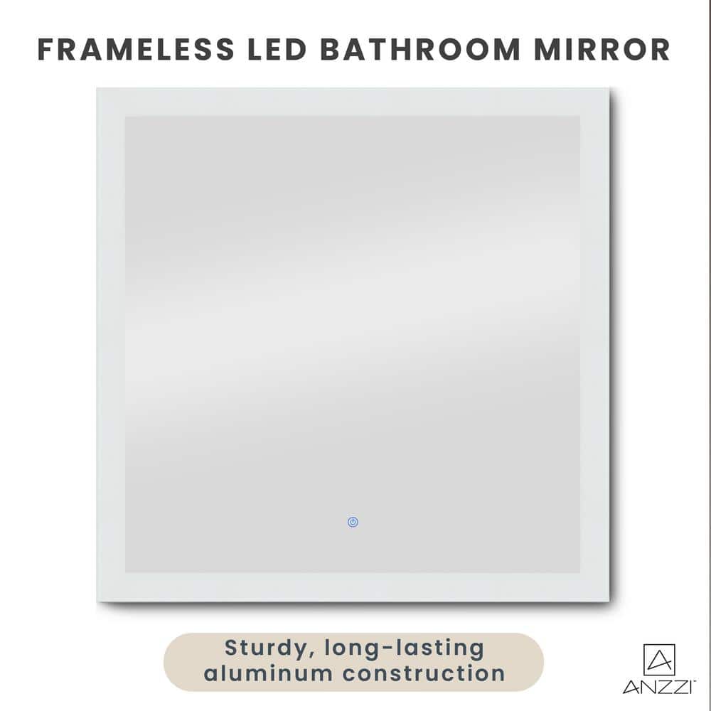 Neptune 39" x 32" Frameless LED Vanity Bathroom Mirror with Defogger