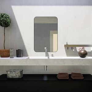 TUNE 24 in. W x 36 in. H Rectangular Black Framed Wall Mount Bathroom Vanity Mirror