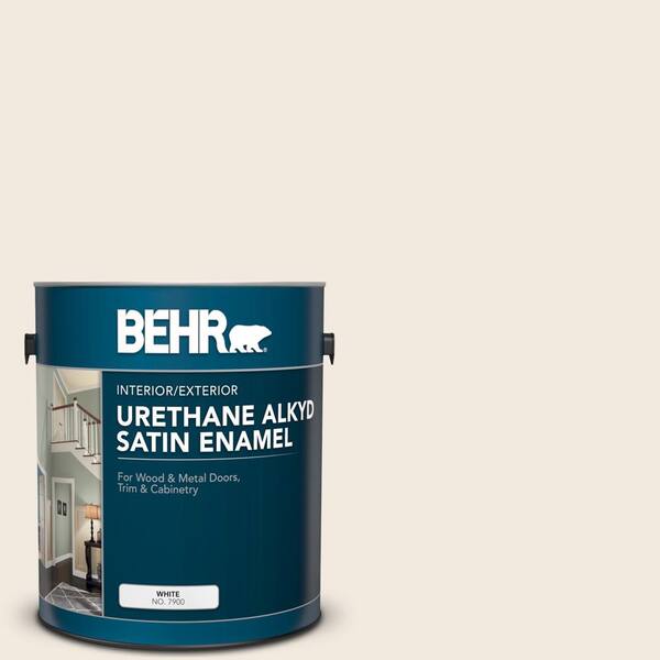 BEHR 1 Gal. #W-B-710 Almond Cream Urethane Alkyd Satin Enamel Interior/Exterior Paint-790001 ...