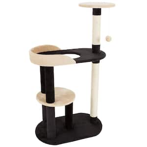 Black and Tan 3-Tier Cat Tree with 2-Scratching Posts