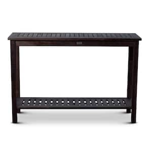 Espresso Eucalyptus Wood Weathered Outdoor Side Table