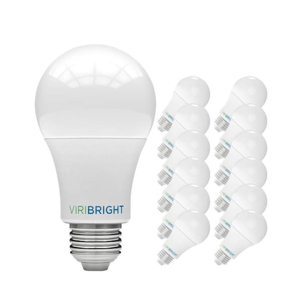 Viribright 60-Watt Equivalent A19 E26 Title 20 Compliant Dimmable General Purpose LED Light Bulb 4000K Energy Star (12-Pack)